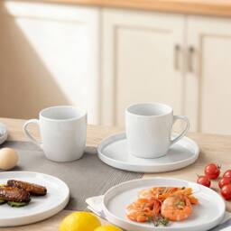 simpa White Vertical Edge Porcelain Dinner Set - Size: 12 Pack - thumbnail 4