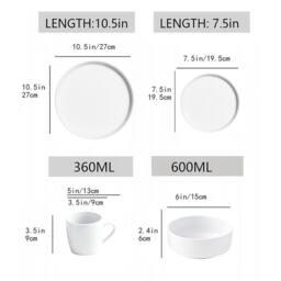 simpa White Vertical Edge Porcelain Dinner Set - Size: 12 Pack - thumbnail 9
