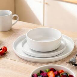 simpa White Vertical Edge Porcelain Dinner Set - Size: 12 Pack - thumbnail 3