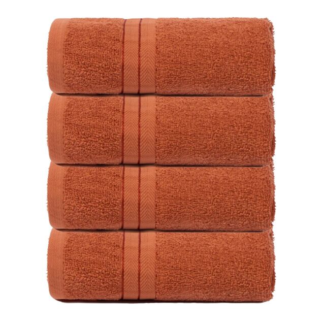 OHS 4 Pack of 100% Cotton Bathroom Hand Towel in Burnt Orange - image 1