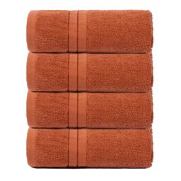 OHS 4 Pack of 100% Cotton Bathroom Hand Towel in Burnt Orange