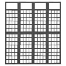 Berkfield Home 4-Panel Room Divider/Trellis Solid Fir Wood Black 161x180 cm - thumbnail 3