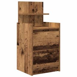 Berkfield Home Bedside Cabinet with 2 Drawers Old Wood 38x34x80 cm in Brown - Size: 38 x 34 x 80 cm - thumbnail 2