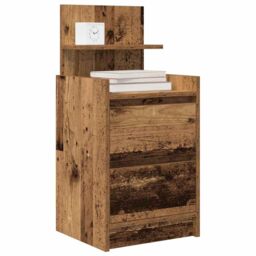 Berkfield Home Bedside Cabinet with 2 Drawers Old Wood 38x34x80 cm in Brown - Size: 38 x 34 x 80 cm - thumbnail 4