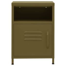 Berkfield Home Nightstand Olive Green 35x35x51 cm Steel - Size: 35 x 35 x 51 cm - thumbnail 3