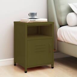 Berkfield Home Nightstand Olive Green 35x35x51 cm Steel - Size: 35 x 35 x 51 cm - thumbnail 2