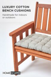 Homescapes Garden Bench Cushion Luxury 2 Seater Cotton Indoor Outdoor Pad, 108 x 42cm in Grey - Size: 108 x 42 cm - thumbnail 2