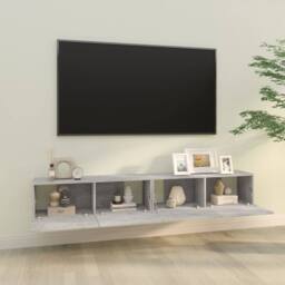 Berkfield Home Wall TV Cabinets 2 pcs Concrete Grey 100x30x30 cm Engineered Wood - Size: 100 x 30 x 30 cm - thumbnail 1