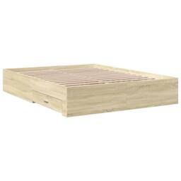 Berkfield Home Modern Bed Frame w/Drawers Frame Sonoma Oak 150x200 cm King Size in Light Tan - thumbnail 6