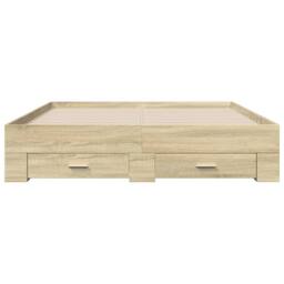 Berkfield Home Modern Bed Frame w/Drawers Frame Sonoma Oak 150x200 cm King Size in Light Tan - thumbnail 4