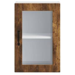 Berkfield Home Kitchen Wall Cabinet with Glass Door¬†Porto Smoked Oak in Brown - thumbnail 6