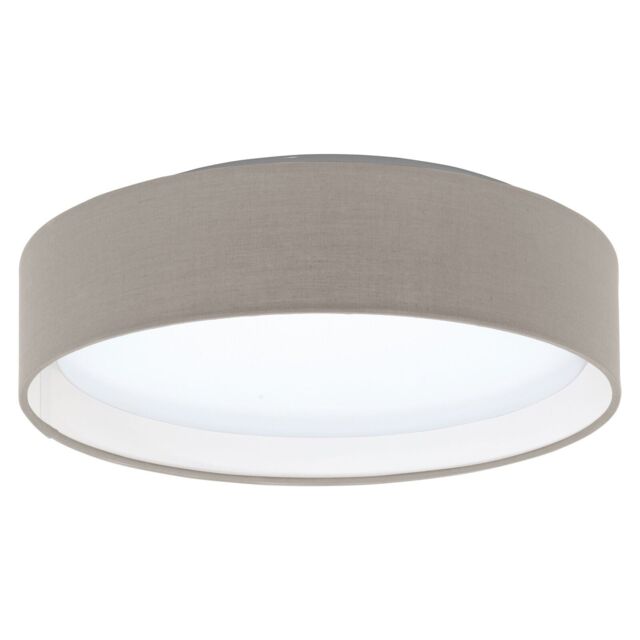Loops Flush Ceiling Light Colour White Shade Taupe Fabric Bulb LED 11W Included - image 1