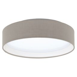Loops Flush Ceiling Light Colour White Shade Taupe Fabric Bulb LED 11W Included