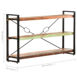 Berkfield Home 3-Tier Bookcase 140x30x80 cm Solid Reclaimed Wood - Size: 140 x 30 x 80 cm - thumbnail 5