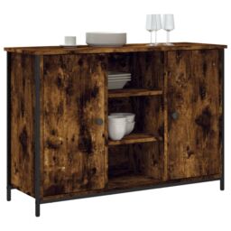 Berkfield Home Sideboard Smoked Oak 100x35x70 cm Engineered Wood in Brown - Size: 100 x 35 x 70 cm - thumbnail 3
