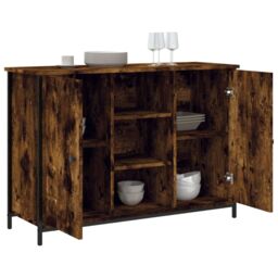 Berkfield Home Sideboard Smoked Oak 100x35x70 cm Engineered Wood in Brown - Size: 100 x 35 x 70 cm - thumbnail 4