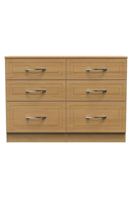 Ready Assembled 2 U Stafford 6 Drawer Wide Chest (Ready Assembled) in Light Oak - image 1