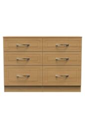 Ready Assembled 2 U Stafford 6 Drawer Wide Chest (Ready Assembled) in Light Oak - thumbnail 1