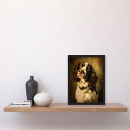 "Artery8 English Springer Spaniel Dog Lover Painting Framed Art Print in Brown - Size: W12"" x H16""" - thumbnail 4