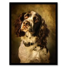 "Artery8 English Springer Spaniel Dog Lover Painting Framed Art Print in Brown - Size: W12"" x H16""" - thumbnail 1