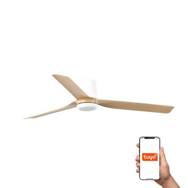 Netlighting Punt Tub 130cm Smart Ceiling Fan White Light Wood Blades - image 1