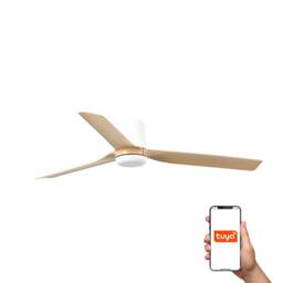 Netlighting Punt Tub 130cm Smart Ceiling Fan White Light Wood Blades