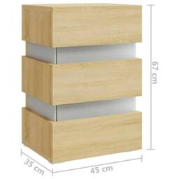 Berkfield Home LED Bedside Cabinet Sonoma Oak 45x35x67 cm Engineered Wood in Light Oak - Size: 45 x 35 x 67 cm - thumbnail 8