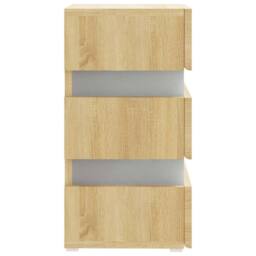 Berkfield Home LED Bedside Cabinet Sonoma Oak 45x35x67 cm Engineered Wood in Light Oak - Size: 45 x 35 x 67 cm - thumbnail 7