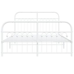 Berkfield Home Metal Bed Frame without Mattress with Footboard White 140x200cm - Size: 140x200 cm - thumbnail 4