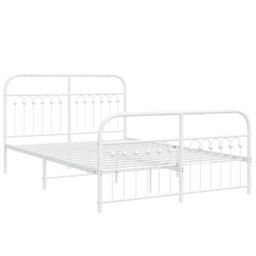 Berkfield Home Metal Bed Frame without Mattress with Footboard White 140x200cm - Size: 140x200 cm - thumbnail 3