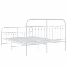 Berkfield Home Metal Bed Frame without Mattress with Footboard White 140x200cm - Size: 140x200 cm - thumbnail 6
