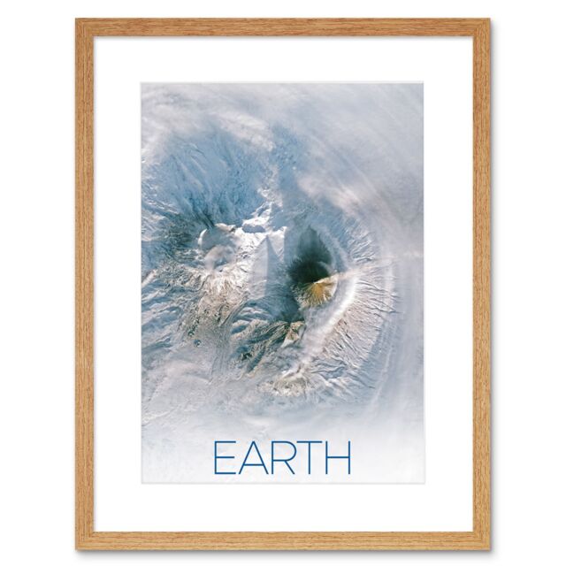 "Artery8 Wall Art Print NASA Our Solar System Earth Image Kamchatka Volcanoes Artwork Framed 9X7 Inch in Beige - Size: W7"" x H9""" - image 1