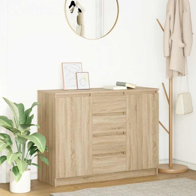 Berkfield Home Sideboard with Drawers Sonoma Oak 100.5x35x76 cm Engineered Wood in Brown - image 1