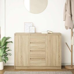 Berkfield Home Sideboard with Drawers Sonoma Oak 100.5x35x76 cm Engineered Wood in Brown - thumbnail 3