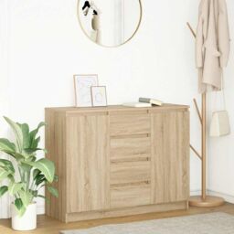 Berkfield Home Sideboard with Drawers Sonoma Oak 100.5x35x76 cm Engineered Wood in Brown