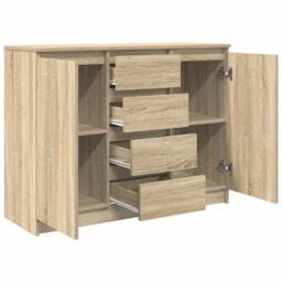 Berkfield Home Sideboard with Drawers Sonoma Oak 100.5x35x76 cm Engineered Wood in Brown - thumbnail 5