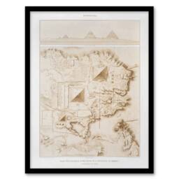 Artery8 Prisse d'Avennes Giza Pyramids French Topographic Map Framed Art Print in Beige - Size: A4 - thumbnail 1