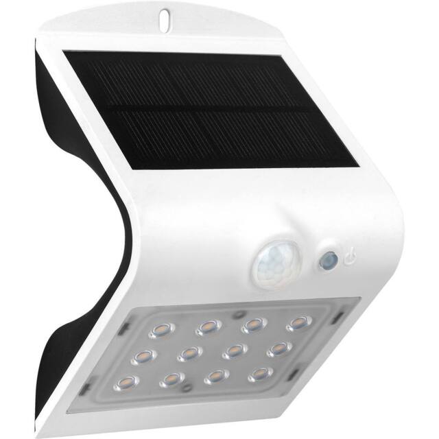 Luceco Solar Guardian PIR Wall Light, IP65, 1.5W, 220lm, 4000K, White - image 1
