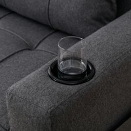 More4Homes Hudson 1-Seater Sofa Bed Linen Fabric with Cup Holders in Grey - thumbnail 5