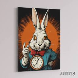 "Artery8 Alice Adventures In Wonderland White Rabbit Canvas Wall Art Print in Red - Size: W18"" x H24""" - thumbnail 2
