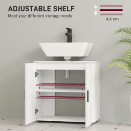 Kleankin Under Sink Cabinet with Double Doors & Shelf 60 x 30 x 60 cm White - thumbnail 5