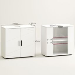 Kleankin Under Sink Cabinet with Double Doors & Shelf 60 x 30 x 60 cm White - thumbnail 3