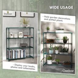 FORGEVIO Outdoor Plant Stand, 4-Tier Planter Holder Flower Display Rack in Green - thumbnail 4