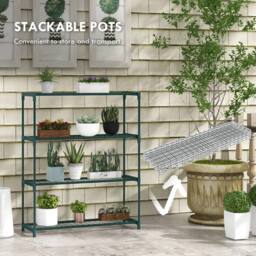 FORGEVIO Outdoor Plant Stand, 4-Tier Planter Holder Flower Display Rack in Green - thumbnail 5