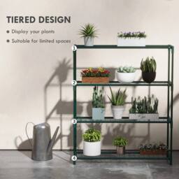 FORGEVIO Outdoor Plant Stand, 4-Tier Planter Holder Flower Display Rack in Green - thumbnail 3