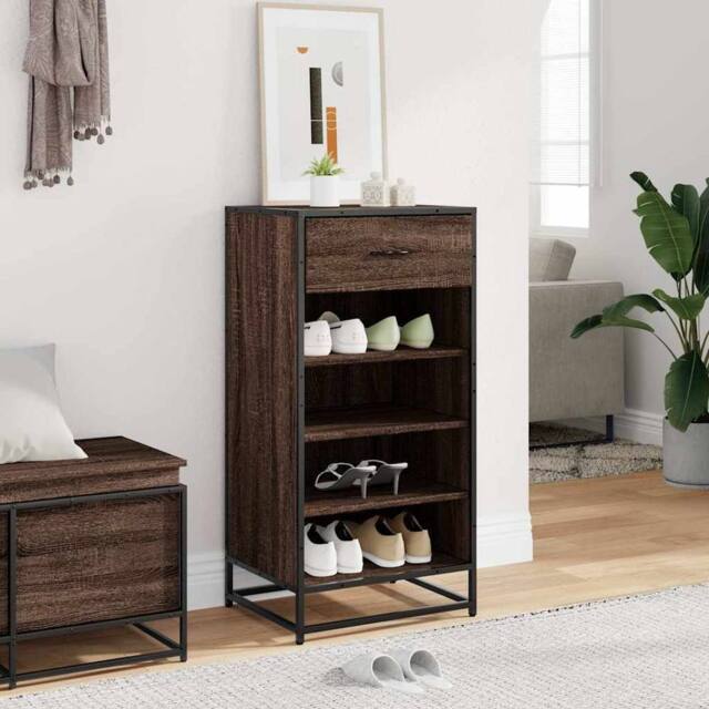 Berkfield Home Shoe Rack Brown Oak 48x38x97.5 cm Engineered Wood - image 1