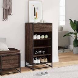 Berkfield Home Shoe Rack Brown Oak 48x38x97.5 cm Engineered Wood - thumbnail 1
