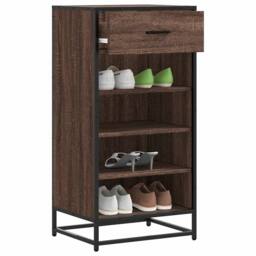 Berkfield Home Shoe Rack Brown Oak 48x38x97.5 cm Engineered Wood - thumbnail 2