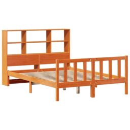 Berkfield Home Bookcase Bed without Mattress Wax Brown 140x200 cm Solid Wood Pine - thumbnail 3