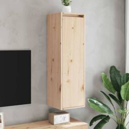 Berkfield Home Wall Cabinet 30x30x100 cm Solid Pinewood in Light Tan - Size: 30 x 30 x 100 cm - thumbnail 3